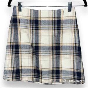 Blue Rain Plaid Mini Skirt XS Preppy A-Line Lined